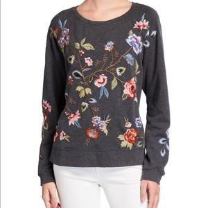 JOHNNY WAS Embroidered Raglan Sweatshirt